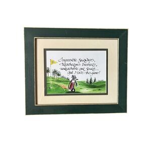 Vintage‎ Framed Golf Art Print "God I love this Game" Matted Green GIFT